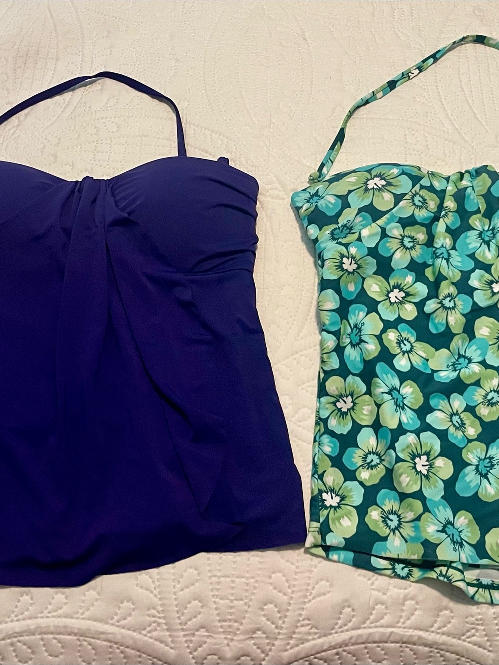 La Vie En Rose Blue & Teal Floral Tankini Tops